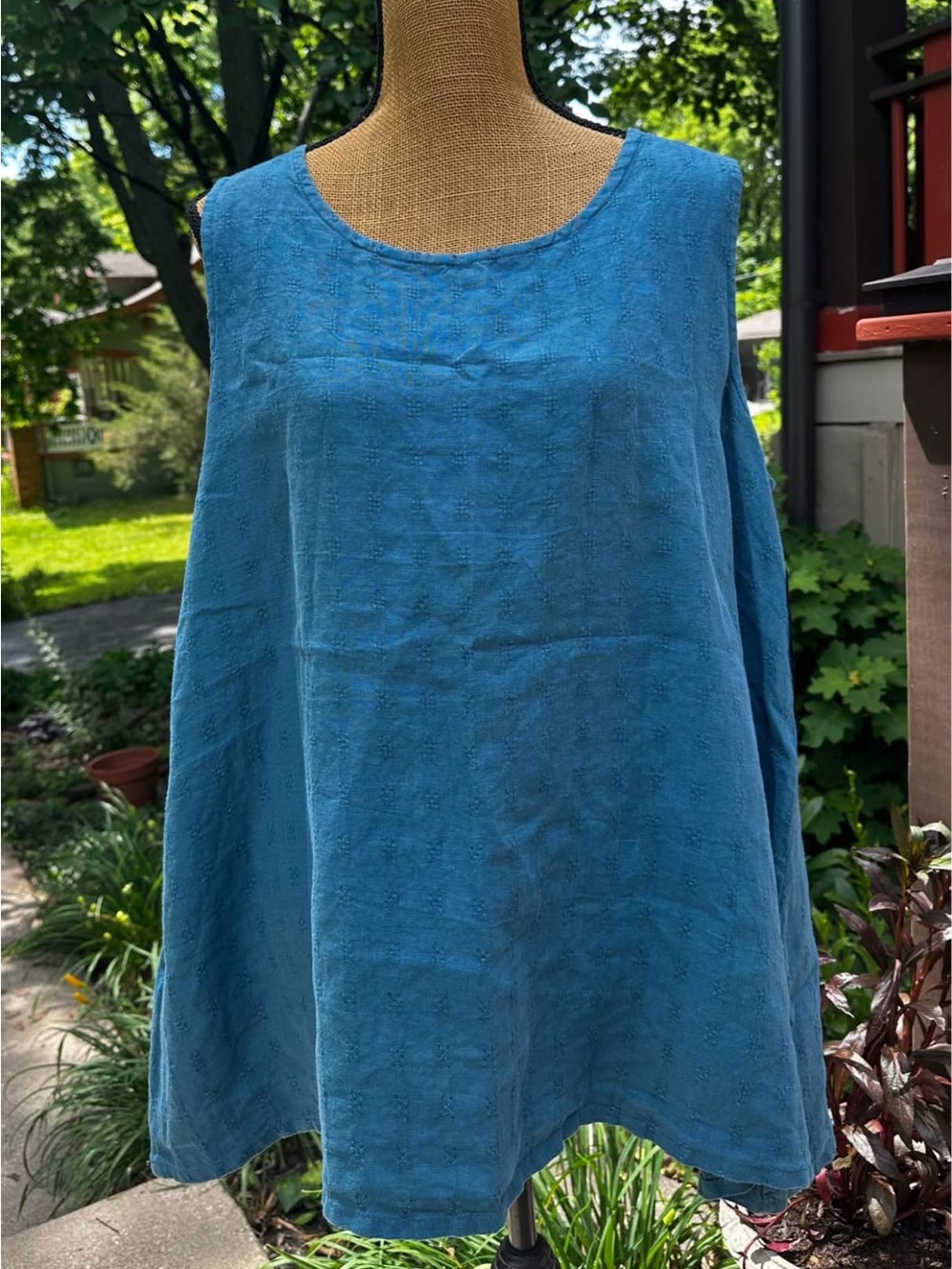 NWT bryn Walker Cornflower Blue Sleeveless Linen Tunic Size Large
